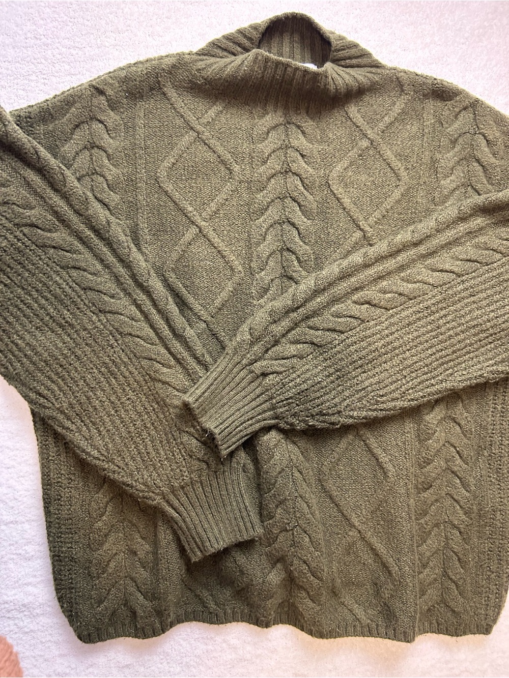Old Navy SoSoft Olive Green Cable Knit Mock Neck Sweater M Tall